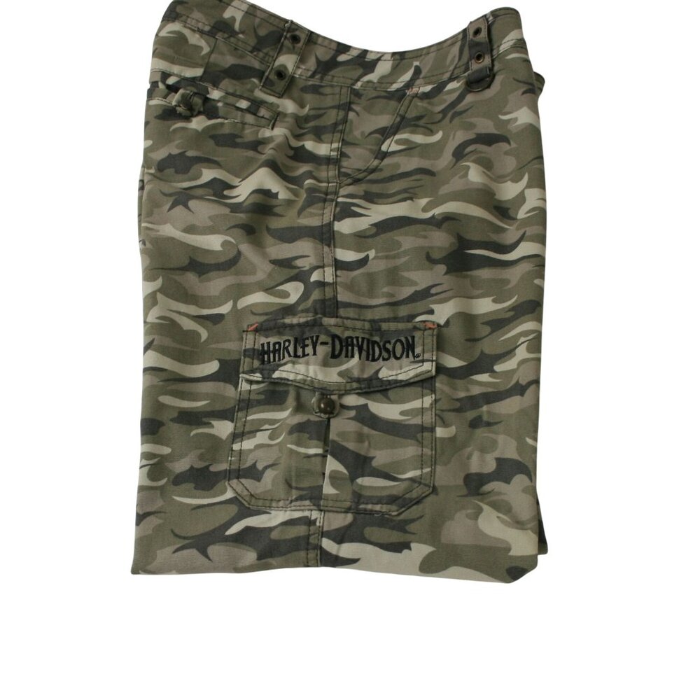 Harley-Davidson Camouflage Cargo Pants Women's Size 8 Cotton Blend Army Green - Picture 4 of 12